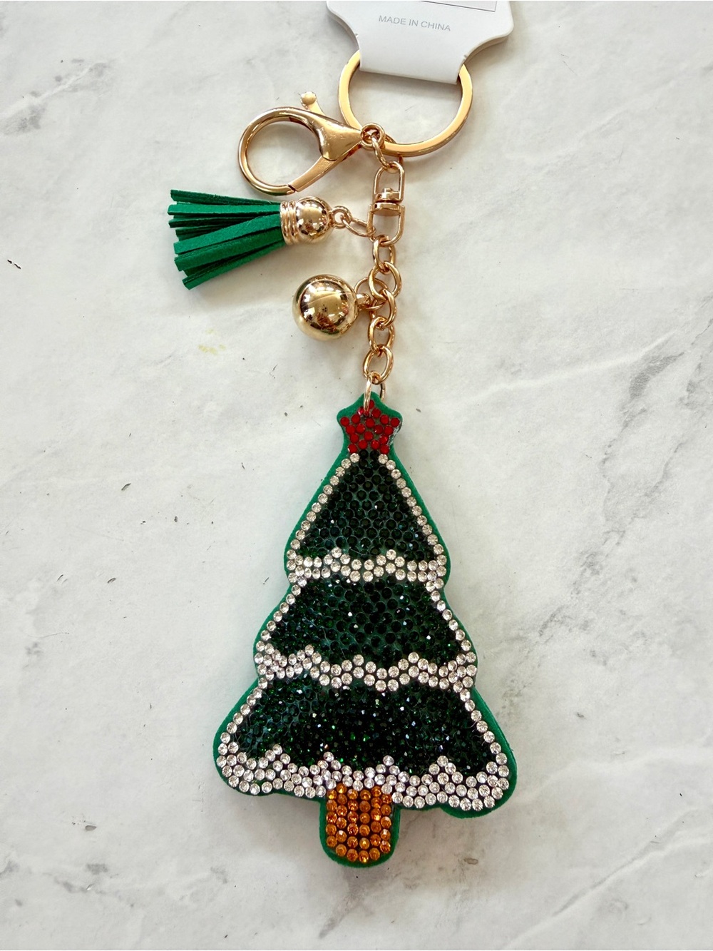 🎄 Sparkly Rhinestone Christmas Tree Puffy Keychain / Bag Charm 🎄